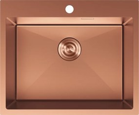 Mexen Solix, 1-komorový nerezový drez 600 x 500 mm, brúsená meď, 6408601000-65