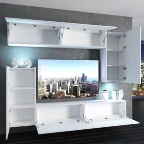 Obývacia stena Belini Premium Full Version šedý antracit Glamour Wood + LED osvetlenie Nexum 128