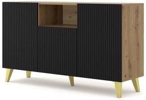 Skrinka PB 150 2D1S Rowanna (dub artisan + čierna + zlatá). Akcia -20%. Vlastná spoľahlivá doprava až k Vám domov. 1125097