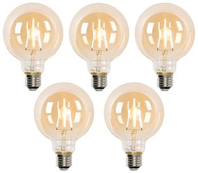 Sada 5 inteligentných LED žiaroviek E27 G95 zlatá 4,9 W 470 lm 1800-4000 K
