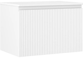 Mexen Rivel, kúpeľňová skrinka 70 cm s hornou časťou, 1 zásuvka, drážkovaná, biela matná, 91A20-07047-1-BFC01