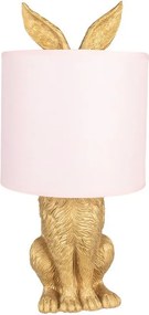 Zlatá stolná lampa králik s ružovým tienidlom Rabbi – Ø20*43 cm E27/max 1*60W