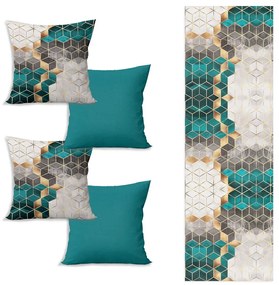 Set behúňa na stôl a 4 obliečky na vankúše Optic - Minimalist Cushion Covers