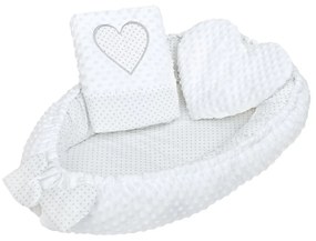 Luxusné hniezdočko s vankúšikom a perinkou New Baby z Minky Srdiečko biele