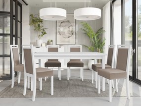 Rozkladací jedálenský stôl so 6 stoličkami AL03, Morenie: biela - L, Poťahové látky: 25x - Paros 2 Mirjan24 5903211236600
