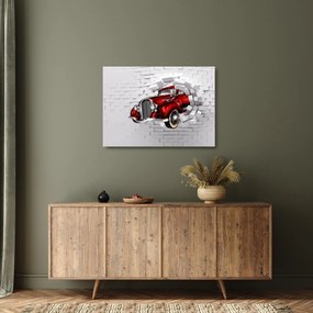 Sklenený obraz - Červené auto (70x50 cm)