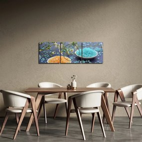 Obraz farebnej morskej soli (s hodinami) (90x30 cm)
