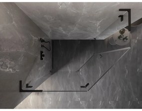 Mexen Lunar, L päťuholníkový sprchový kút naklápací doľava 100 x 80 cm, 8mm číre sklo, čierny profil, 831L-100L-080P-70-00-L