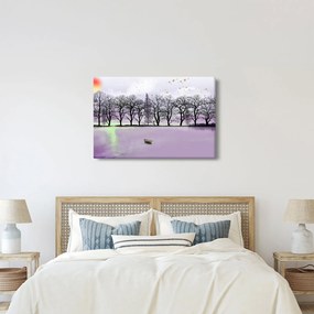 Obraz - Pramice na jazere (90x60 cm)