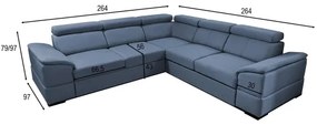 Univerzálna rohová rozkladacia sedacia súprava s úložným priestorom GRANADA modrá