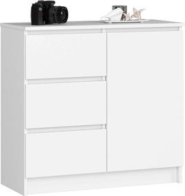 Komoda JERRY K 80 cm 1 dvere 3 zásuvky biela
