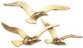 Kovová dekorácia na stenu Gold Birds 13x35 cm + 12x40 cm