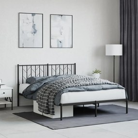 Kovový rám postele s čelom čierny 135x190 cm 374436