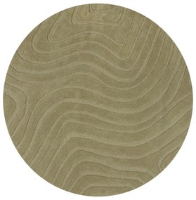 Kaki ručne tkaný vlnený okrúhly koberec ø 160 cm Mesmerise Sage – Flair Rugs