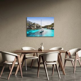 Obraz - Pláž s plachetnicou (70x50 cm)