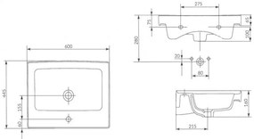 Cersanit Crea BOX skrinkové umývadlo 60cm, biela, K114-006