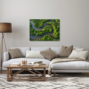 Obraz - Lesná krajina s riekou (70x50 cm)