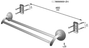 Erga Deco, 2-ramenný držiak na uteráky 610 mm, antická mosadz, ERG-00411