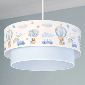 Brilagi-LED Detský luster na lanku BOBO 1xE27/60W/230V pr.40 cm krém./modrá/medvedík