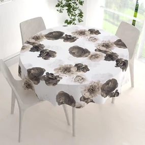 Biante Dekoračný okrúhly obrus PM-016 Veľké hnedé kvety Ø 120 cm