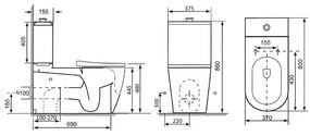 Sapho Sapho, DARIO RIMLESS WC kombi misa s nádržkou, spodný/zadný odpad, biela, MC102