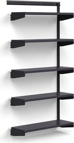 Nástenný regál RELY, prídavná sekcia, oceľové police, 1800x900x300 mm, antracit