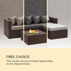 Blumfeldt Theia Lounge Set, záhradná sedacia súprava, rohová súprava, stolček, 5 vanúšov, hnedá