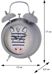 Budík pre deti Zebra šedá