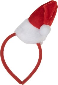 Červená vianočná čelenka s čiapkou Santa - 12*6*22 cm