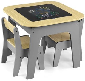 Detský stôl Olaf Blocks tmavosivý s dvoma stoličkami