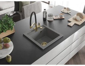 Mexen Vito, 1-komorový granitový drez 520x490x210 mm, drezová batéria Duo, šedá, 6503-71-671701-57-G