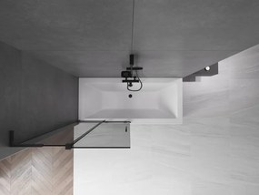 Mexen Velar L, 2-krídlová posuvná vaňová zástena 95 x 150 cm, 8mm šedé sklo, čierna matná, 896-095-003-41-70