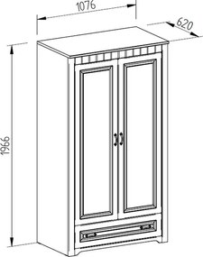 Šatníková skriňa 2-dverová Atik, biela