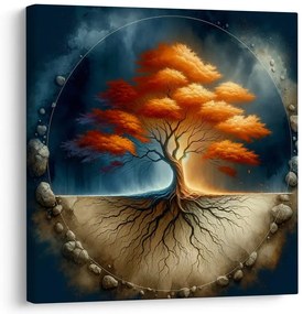 Obraz jesenný strom života s koreňmi