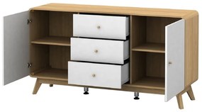 Nízka komoda v dekore duba v bielo-prírodnej farbe 140x75 cm Caitlin – Støraa