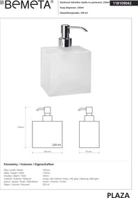 Bemeta Design BETA: Dávkovač mydla, 230 ml, na postavenie - 118109042