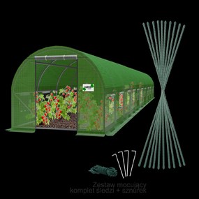 Garden Line 10-segmentový zelený fóliový záhradný tunel 10 x 4 x 2 m