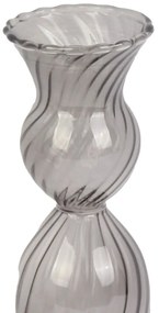 Sivý sklenený svietnik PT LIVING Swirl, výška 17 cm