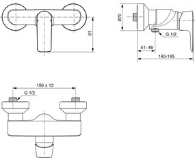 Ideal Standard Connect Air - Sprchová batéria nástenná, chróm A7032AA