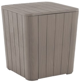 Záhradný úložný box/príručný stolík, sivá, IBLIS
