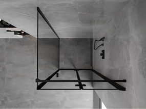 Mexen Mist-F T, 1-krídlový skladací sprchový kút pravý 70 x 70 cm, číre sklo-čierny rám, 8A6T-070-070-70-70-P
