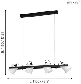 Eglo 43425 - Luster na lanku HORNWOOD 1 4xE27/28W/230V