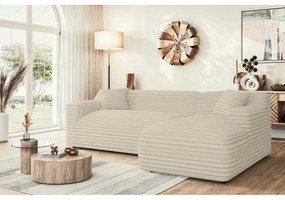 Béžová menčestrová rohová pohovka (pravý roh/s leňoškou) Martin – Ropez