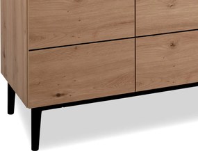 Široká komoda so zásuvkami Nola, dub artisan/čierna