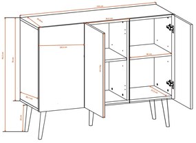 Komoda TORONTO 120 cm dub artisan/biela