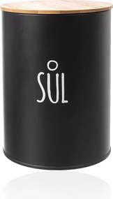 Orion Dóza na potraviny, plechová, čierna, s bambusovým vekom, 1,3l, SOĽ