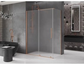 Mexen Velar, sprchový kút s posuvnými dverami 160 x 85 cm, 8mm sklo námraza, medená matná, 871-160-085-31-65