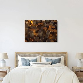 Obraz - Bronzové hexagóny (90x60 cm)