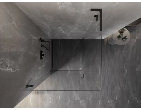 Mexen Lunar-B L, 1-krídlový sprchový kút, ľavý, 90 x 90 cm, 8mm číre sklo, čierny profil, 832L-090-090-70-00-L