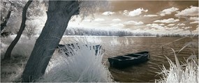Obraz loďky na jazere (120x50 cm)